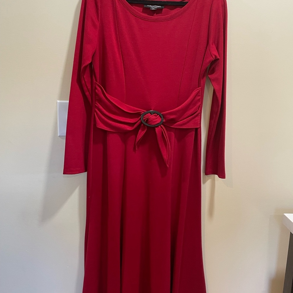 Perceptions Vibrant Red Long Sleeve Dress